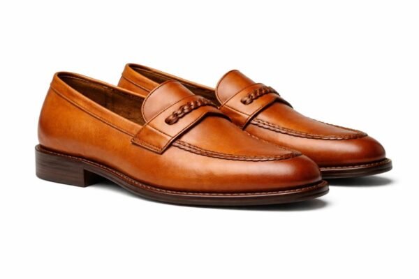 Tan Leather Braided Loafers