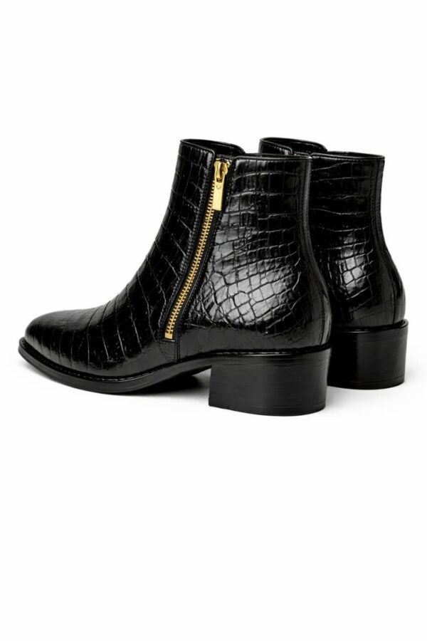 Elite Black Croc-Embossed Side-Zip Boots