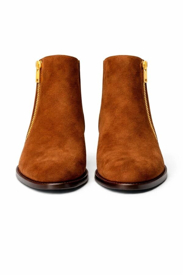 Premium Tan Suede-Finish Side-Zip Boots