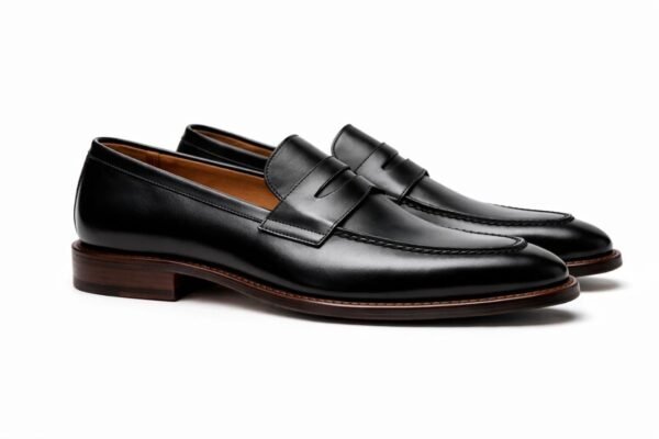 Black Leather Penny Loafers